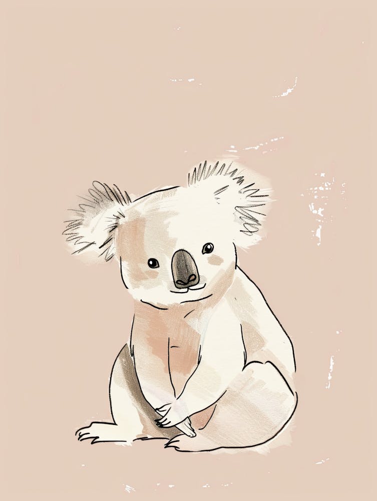 Koala Bear - Boho, Line Art