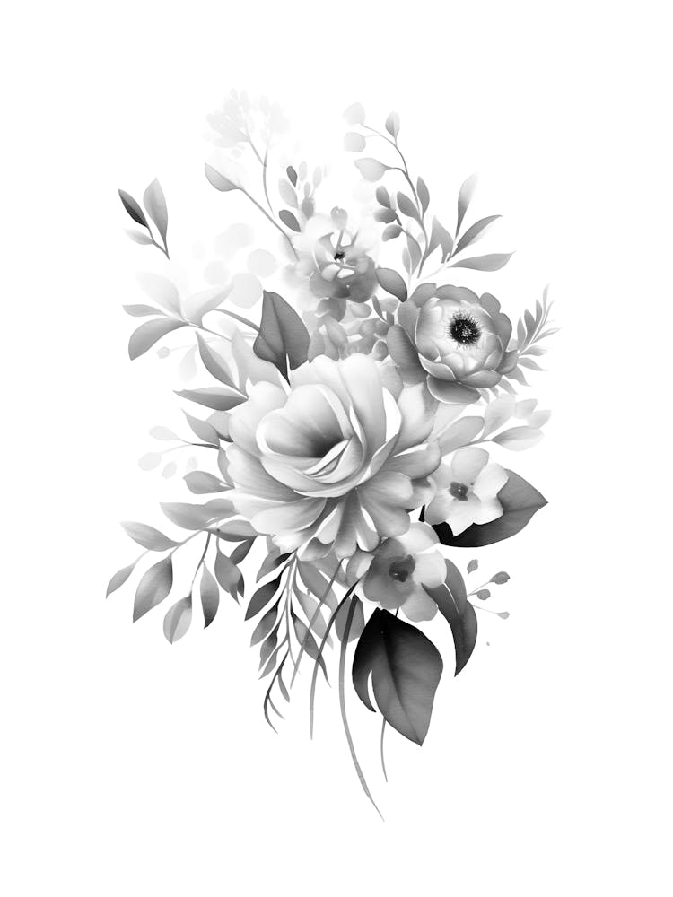 Black And White Floral Bouquet
