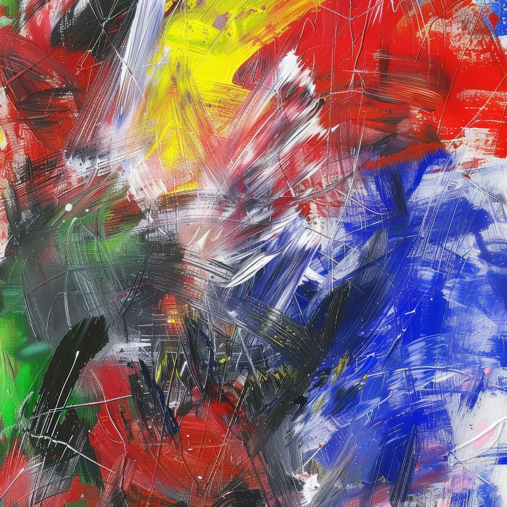 Abstract Painting, Red, Blue, Yellow