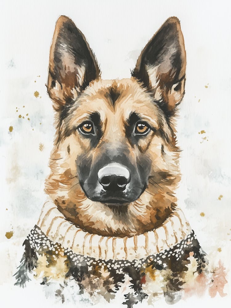 German Shepherd In Christmas Jumper Neutral
