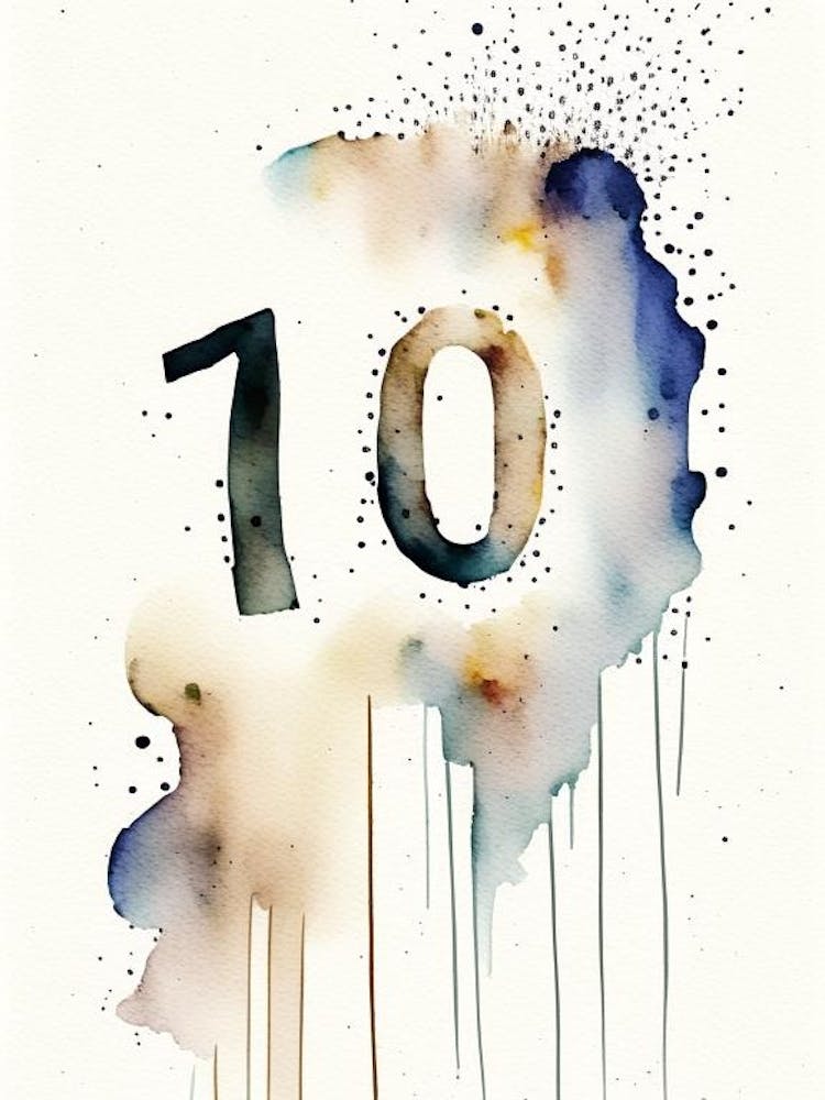 10, Zahl, Bildung Minimalistische Aquarell 2