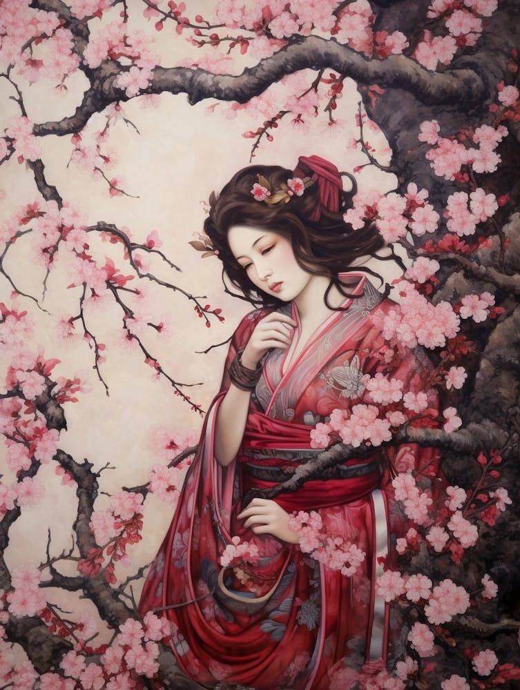 Cherry Blossoms Japanese Style Illustration 8