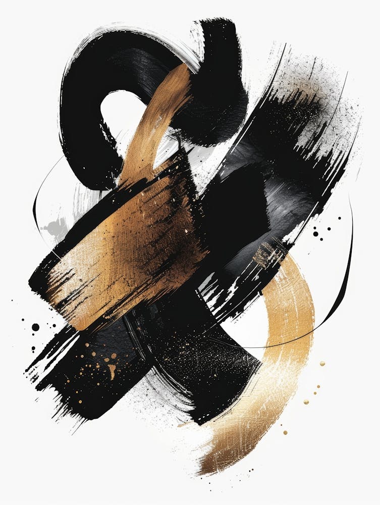Abstract Black And Gold Painting 84