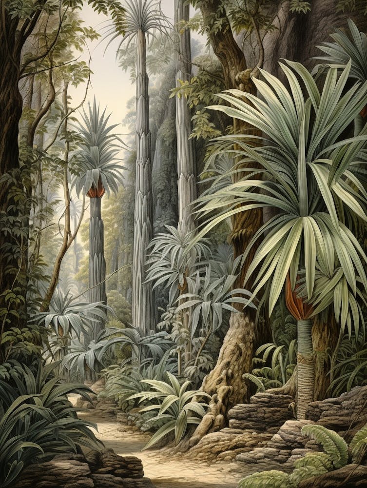 Vintage Jungle Botanical Illustration Pandanus 2