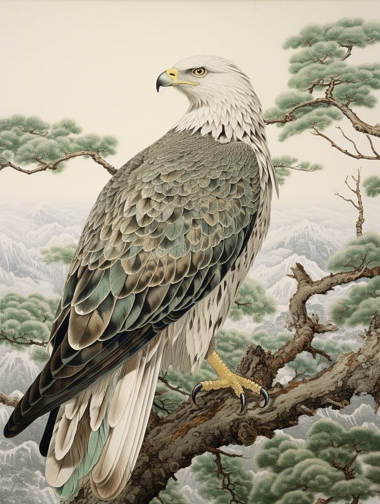 Ohara Koson inspiriertes Vogelgemälde Adler 3