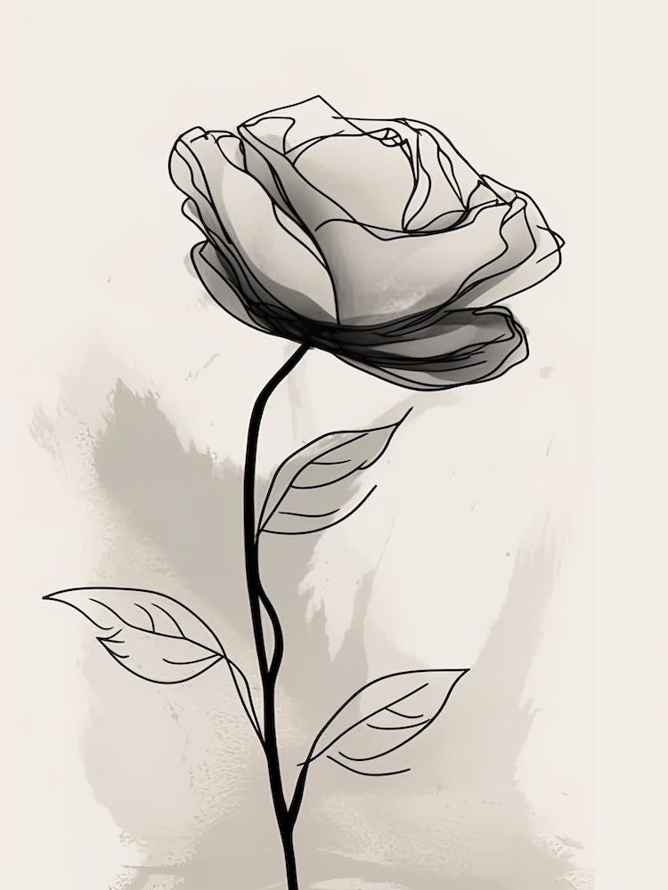 Line Art Roses Flowers Illustration Neutral 11