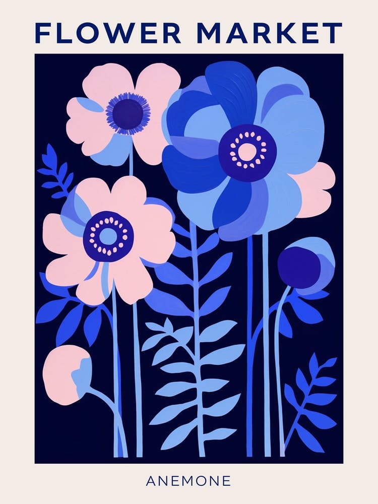 Blauer Blumenmarkt Poster Anemone 2