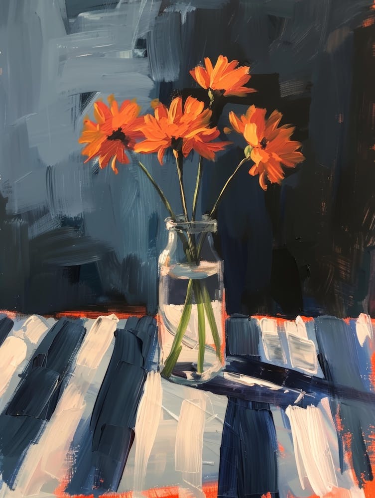 Orange Daisies In A Vase
