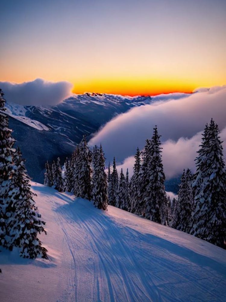 Val Thorens, France 2 Sunrise Skiing Poster