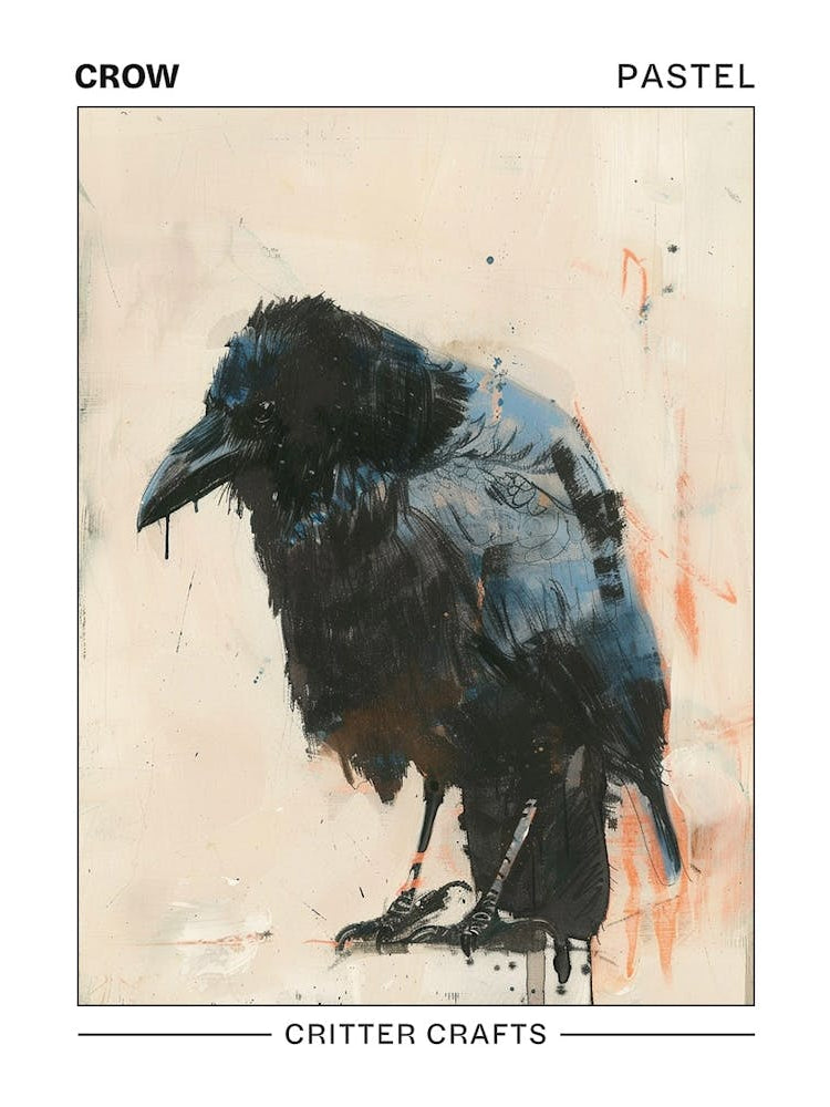 Crow Pastel Watercolour 1 Poster