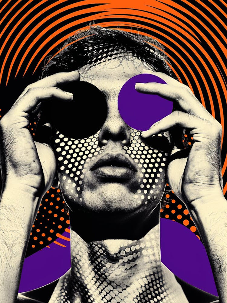 Faceless Male Orange and Purple 004