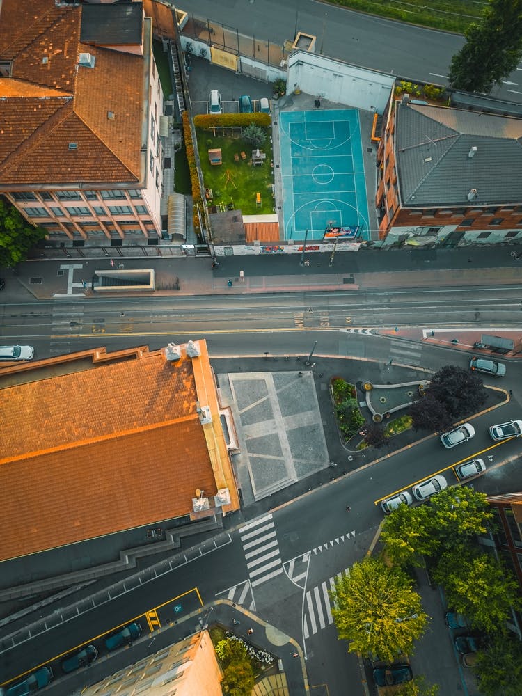 Roofs of the city aerial view. Milano, Italia. Modern Art