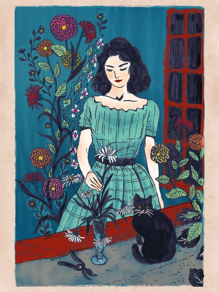 Window Bouquet - Floral Cat