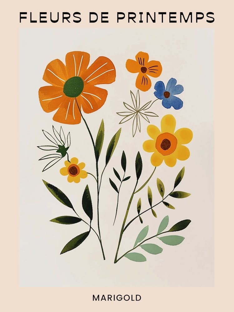 Spring Floral French Poster  Marigold 2