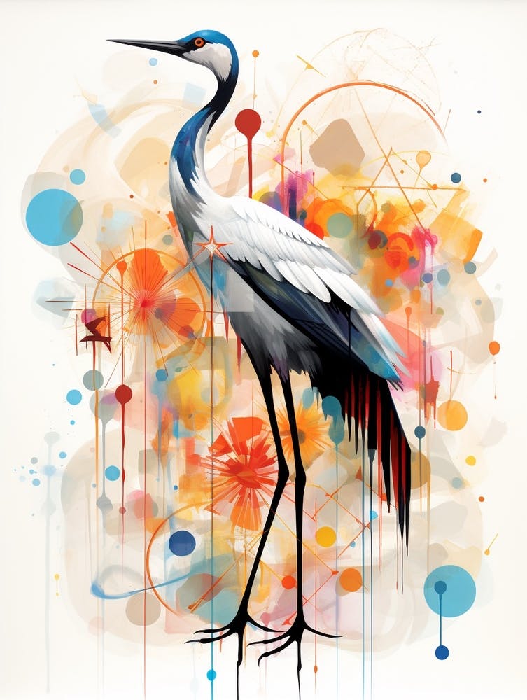 Bird Painting Collage Crane 2