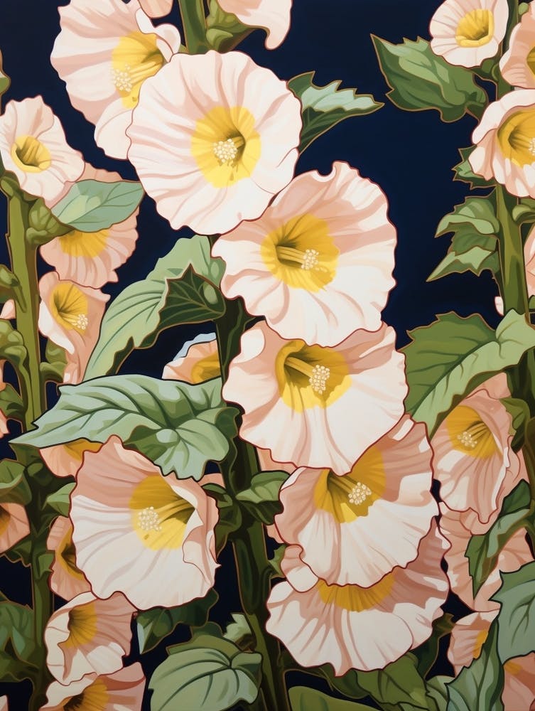 Hollyhock 3 Flower Painting
