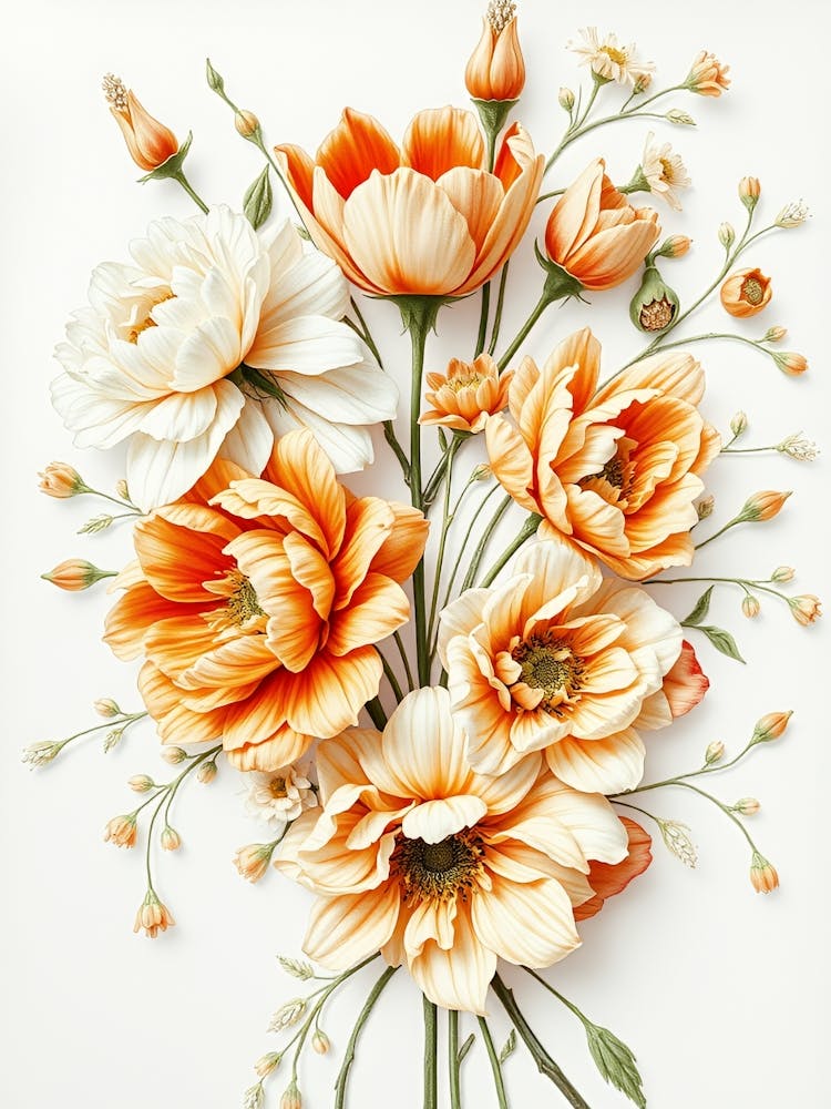 Strauß aus orangefarbenen und weißen Blumen