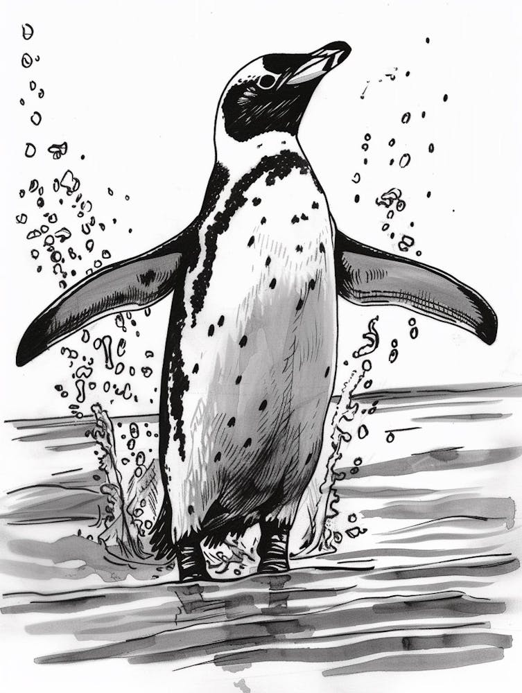 Manchot Empereur Sautant Hors de l'Eau 2
