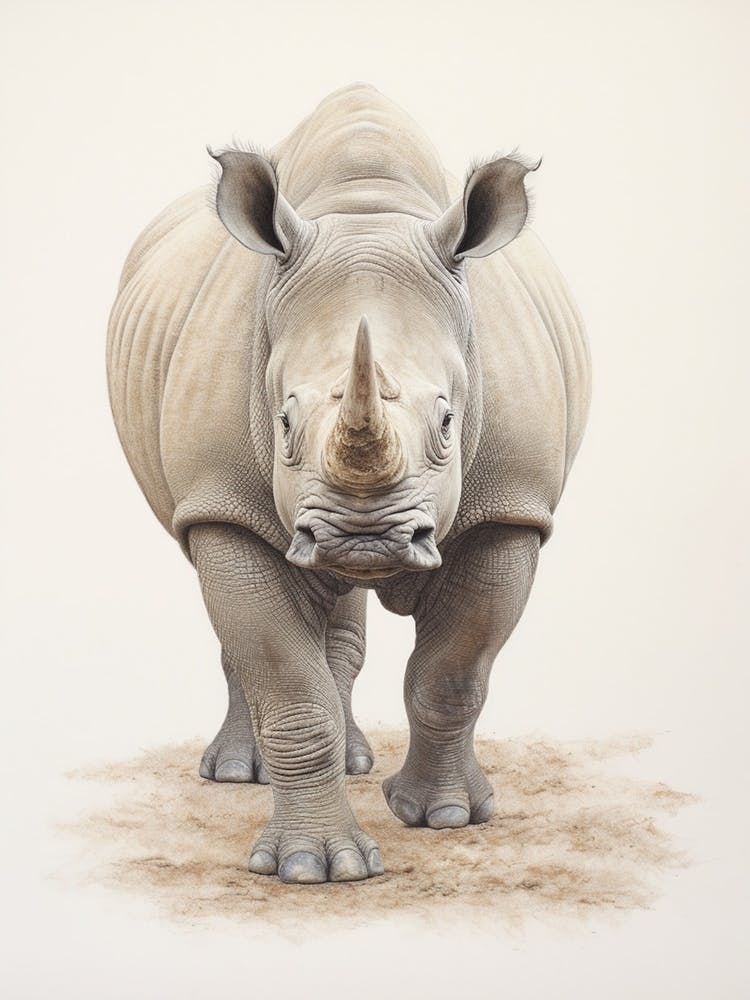 Rhino Walking Through The Landscape Illustration 3