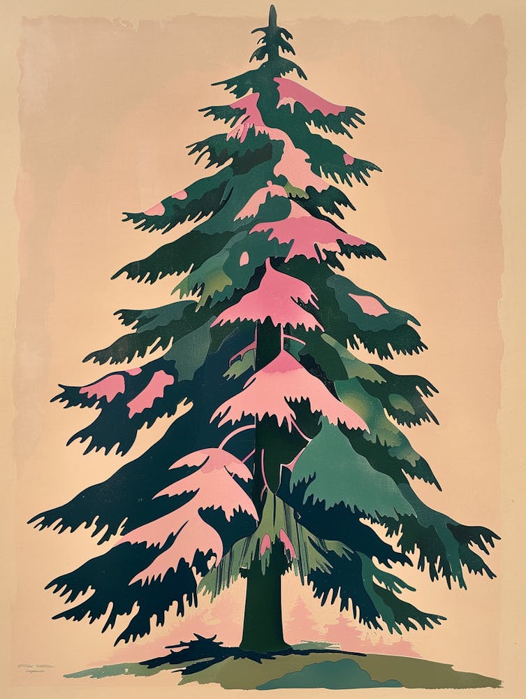 Douglas Fir Tree Illustration Colourful 1