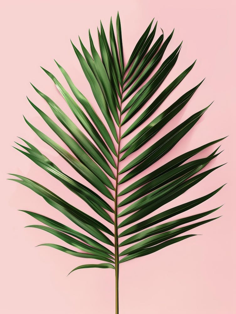Palm Leaf On Pink Background 3