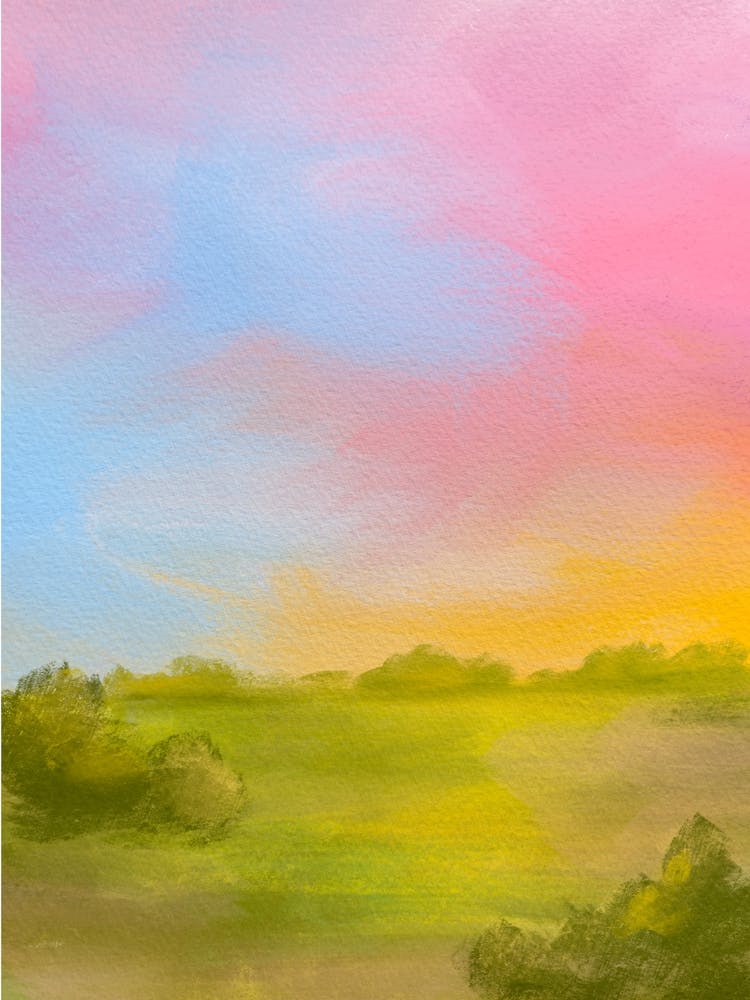 Rosa und grüne Landschaft