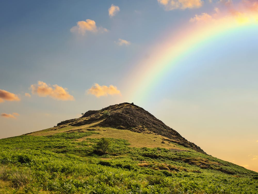 Beuatiful Rainbow Over Hill