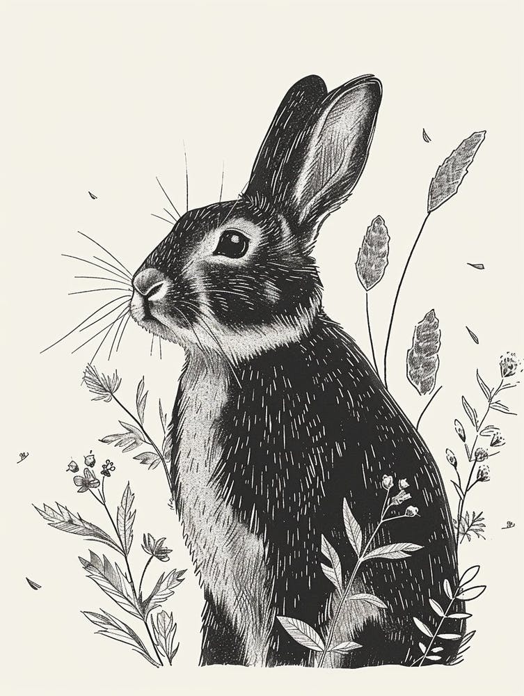 Britannia Petite Blockprint Rabbit Illustration 1