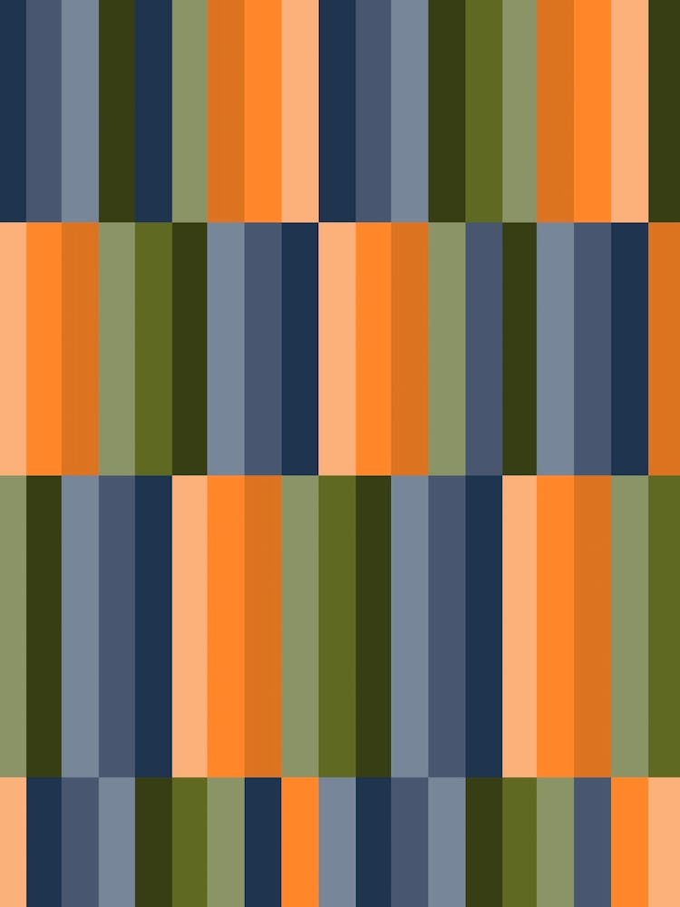 Blue and green and orange stripes Abstract