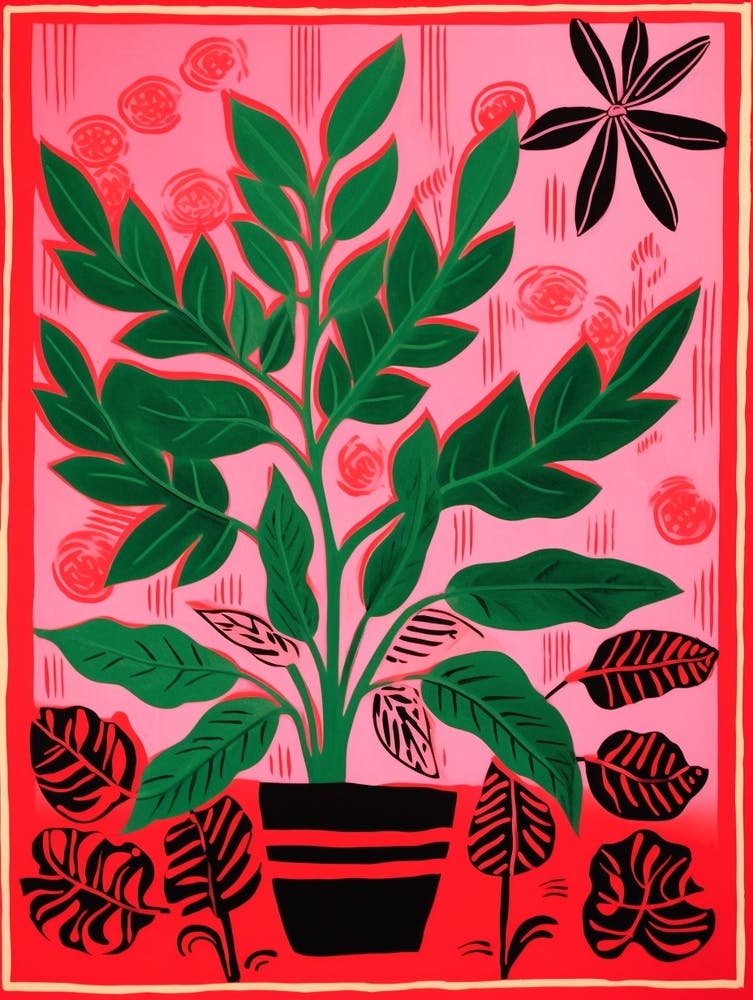 Pink And Red Plant Illustration Zz Plant 4