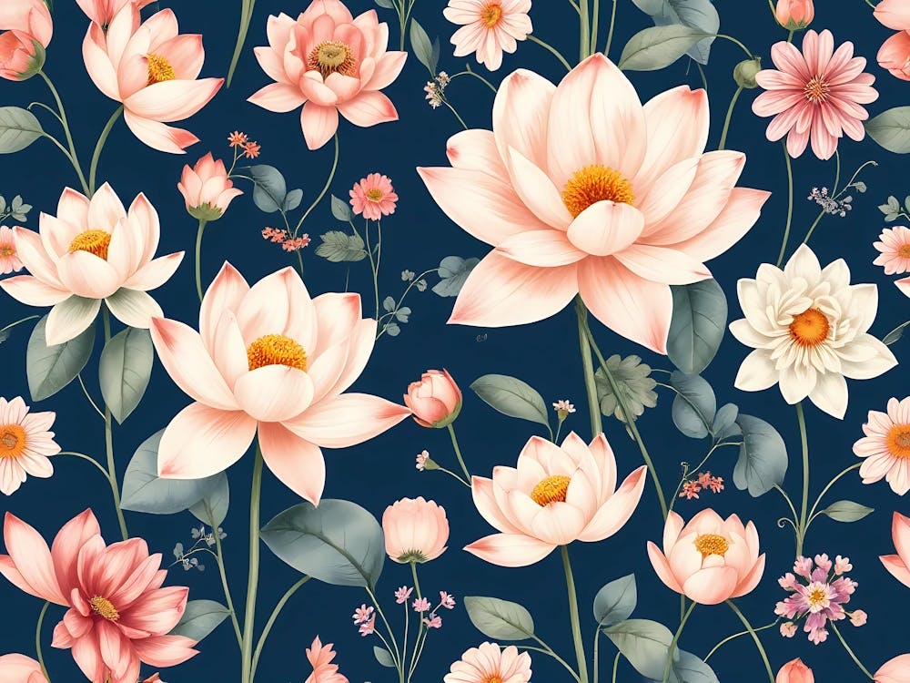 Lotus Flower Seamless Pattern 3