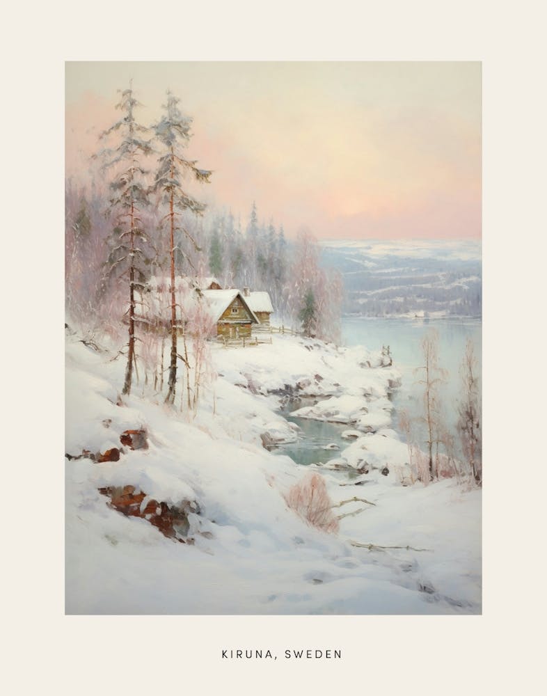Verträumtes Wintergemälde Poster Kiruna Schweden