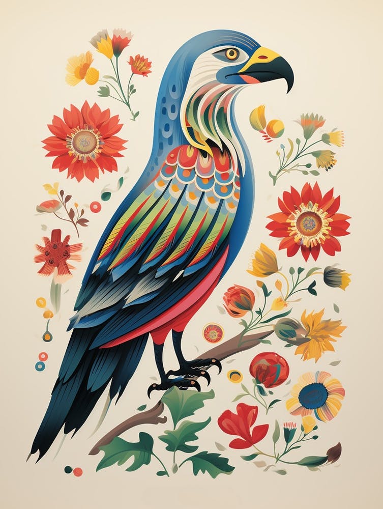 Scandinavian Bird Illustration Hawk 3