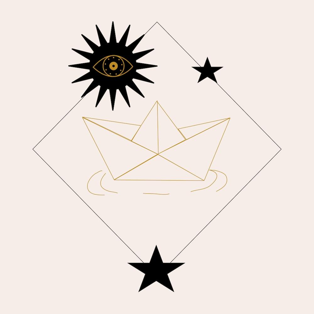 Paper Boat And Devil Eye Square