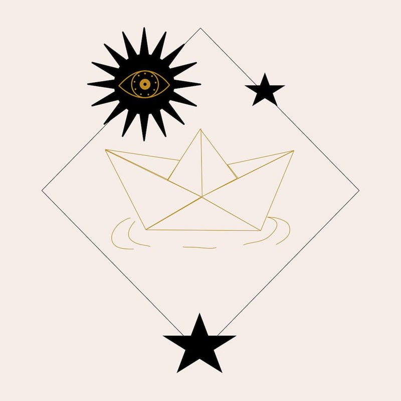 Paper Boat And Devil Eye Square