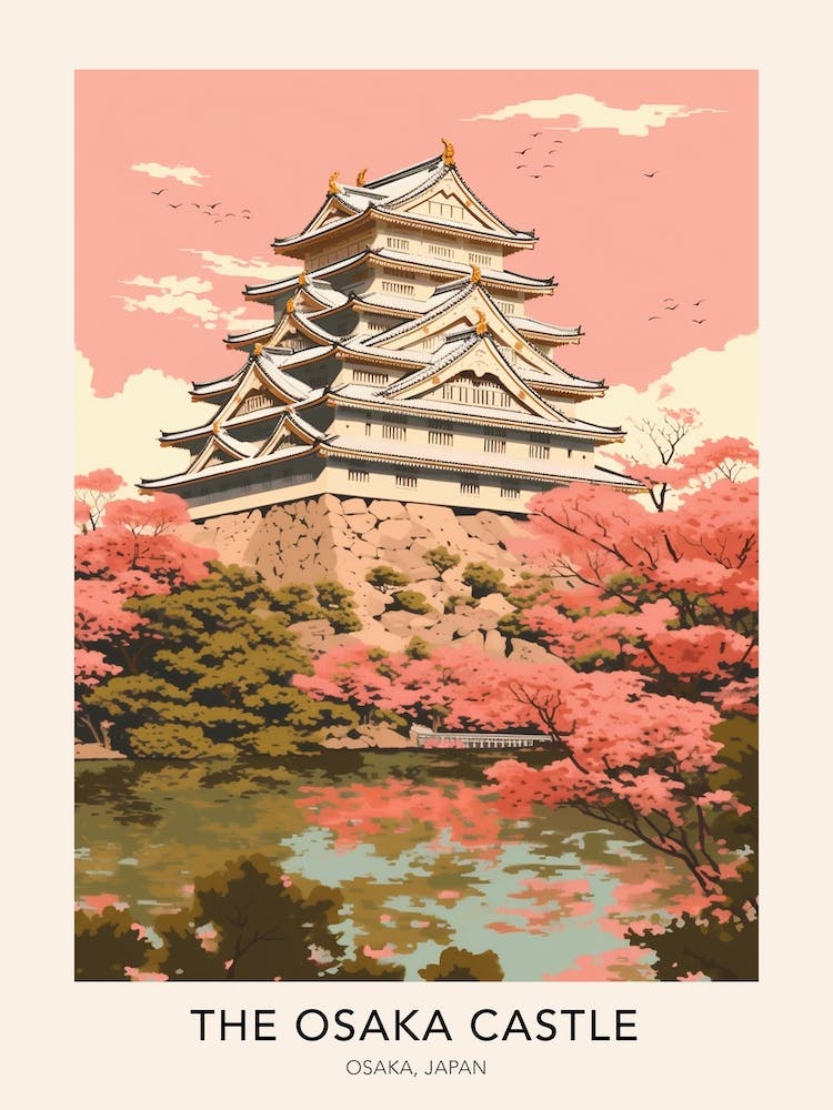 The Osaka Castle Japan Travel Poster