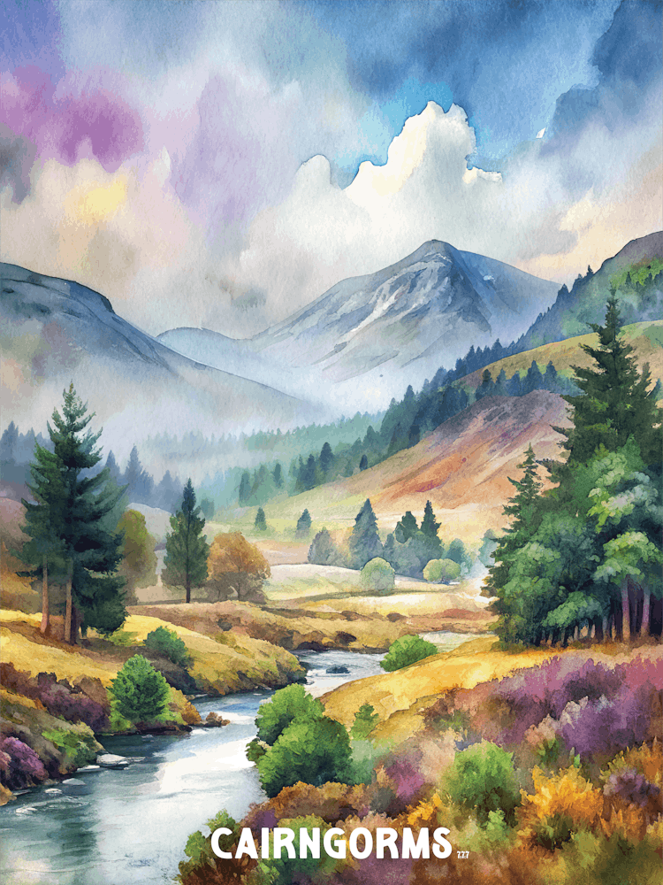 Cairngorms National Park Watercolor Painting