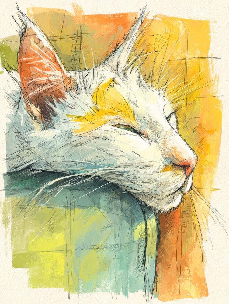 Watercolor Cat On The Couch 1