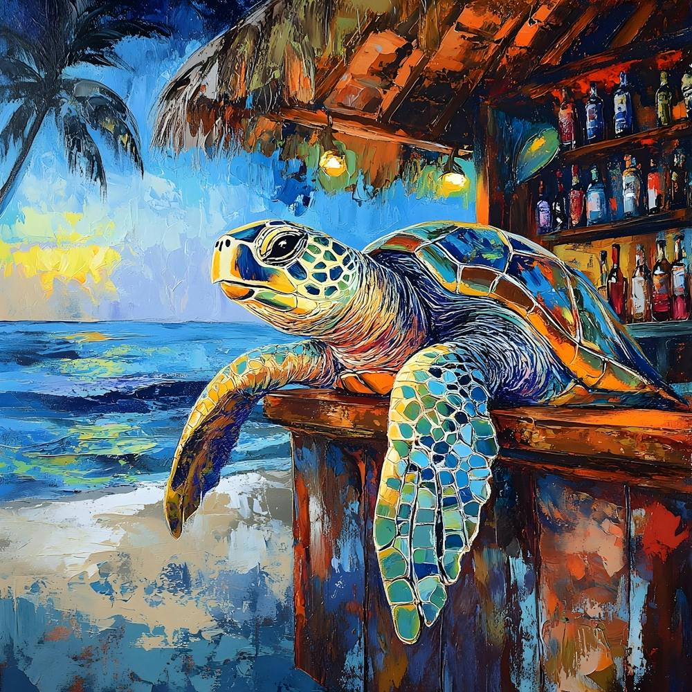 Sea Turtle At The Beach Bar 4