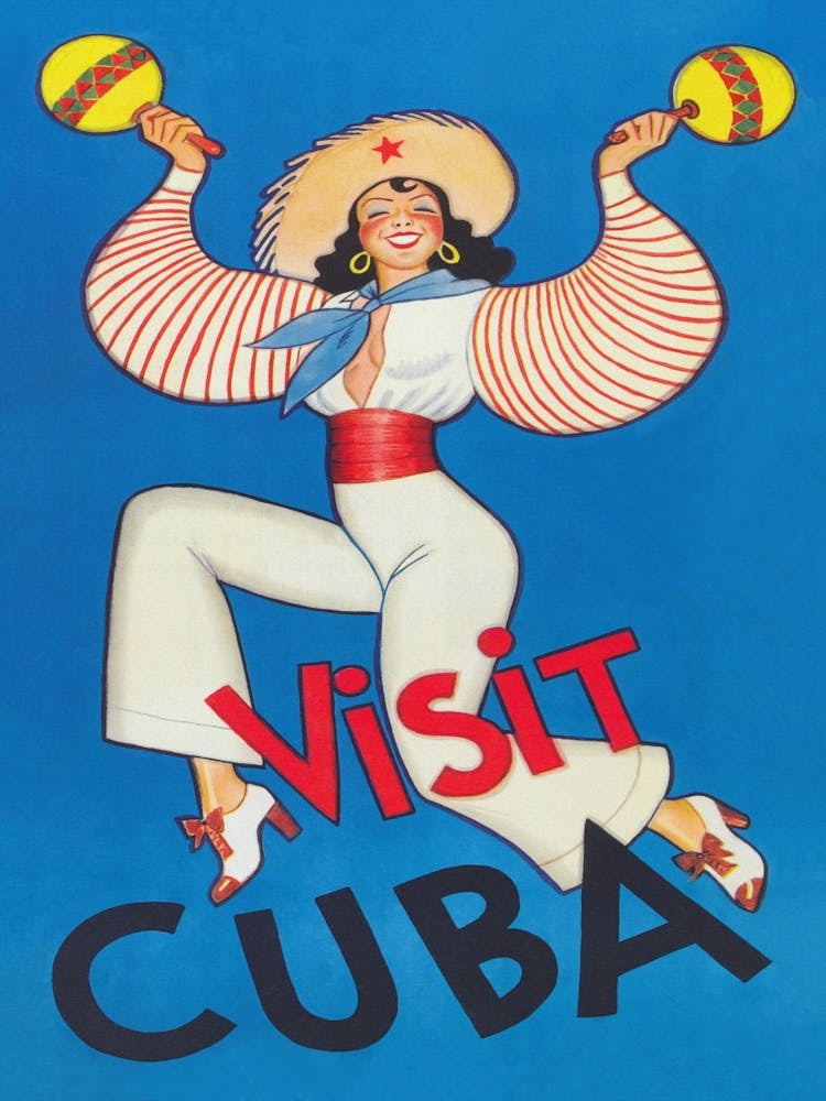Visitez Cuba - Affiche de voyage Vintage
