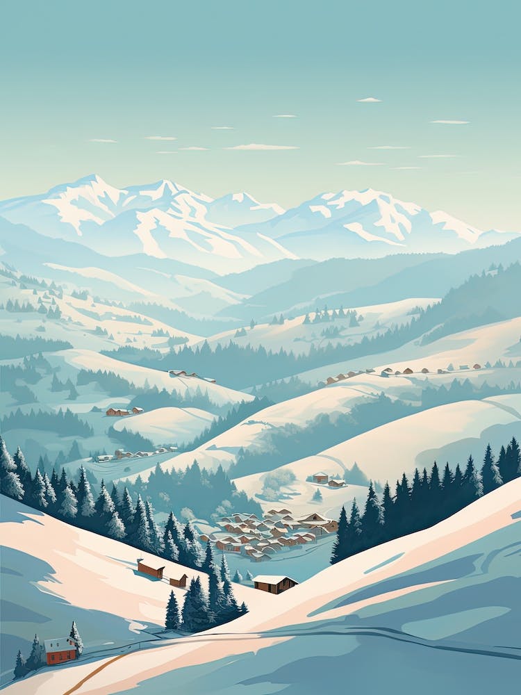 Kitzbuhel   Austria, Ski Resort Illustration 0 Simple Style