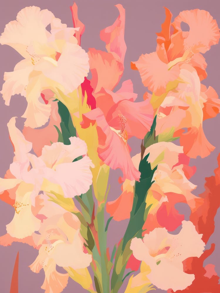 Gladioli Flower Big Bold Illustration 4