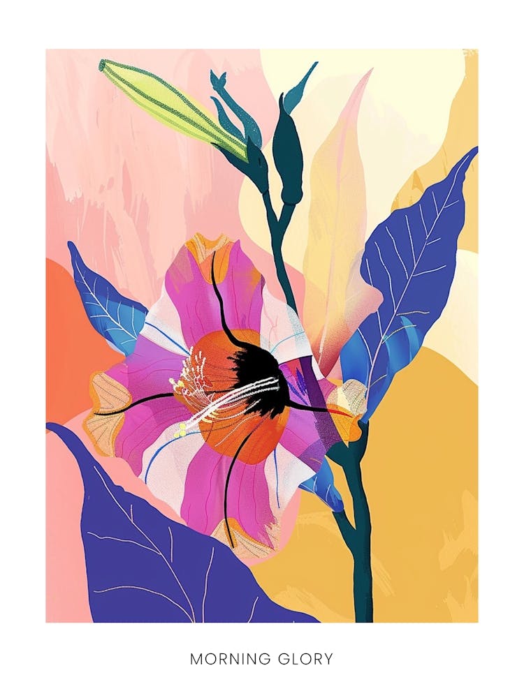Buntes Blumenillustrationsposter Morning Glory 4