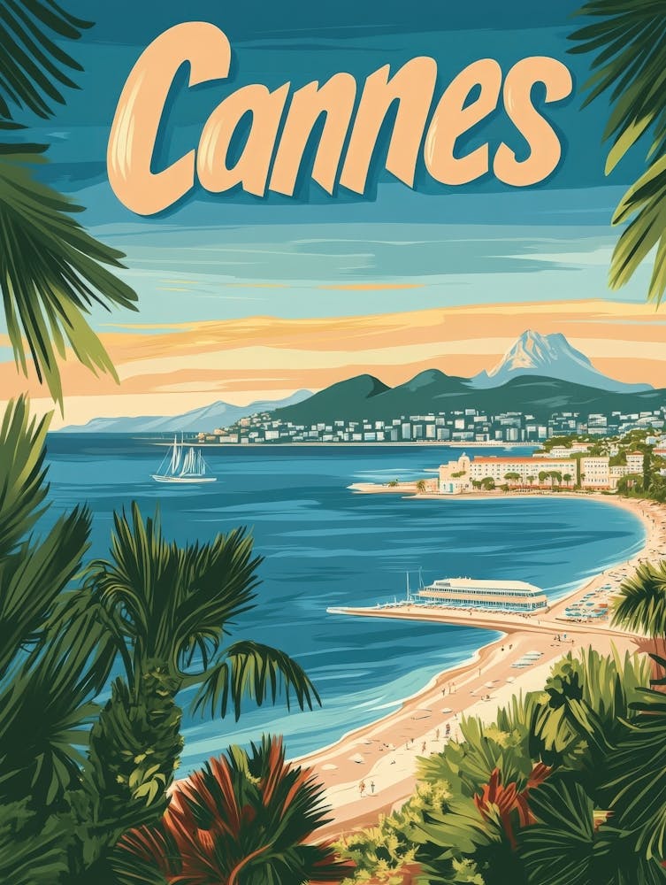 Aihrgdesign A Retro Travel Poster For Cannes Featuring The Sc 64b91f0b 8a9d 443a B17f 8bf308e695a6 3