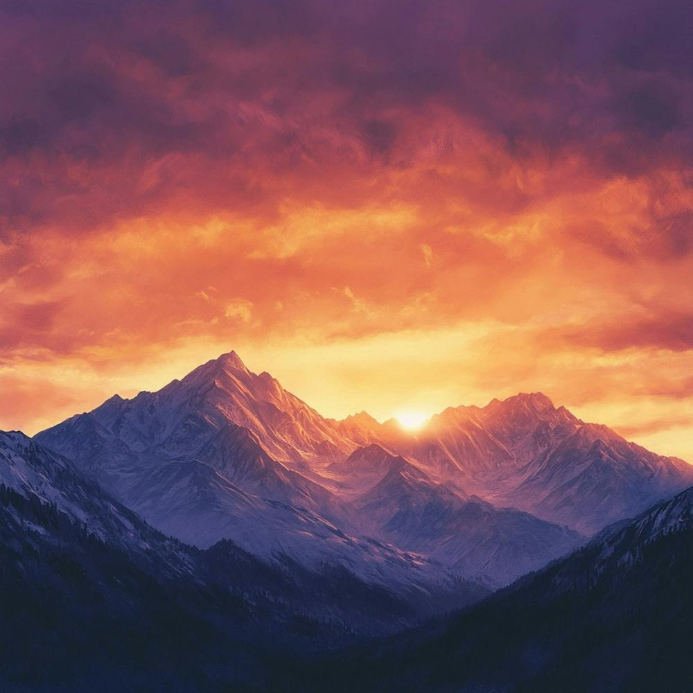Dynamic Mountain Sunset Landscape 3