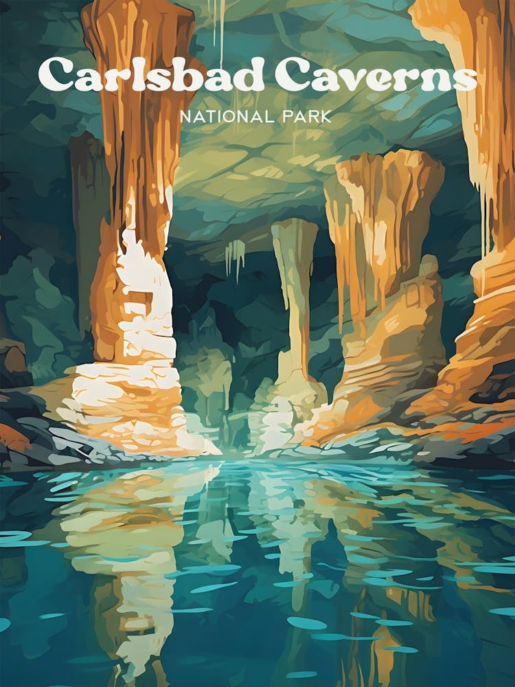 Carlsbad Caverns National Park Cave Modern Travel Illustration