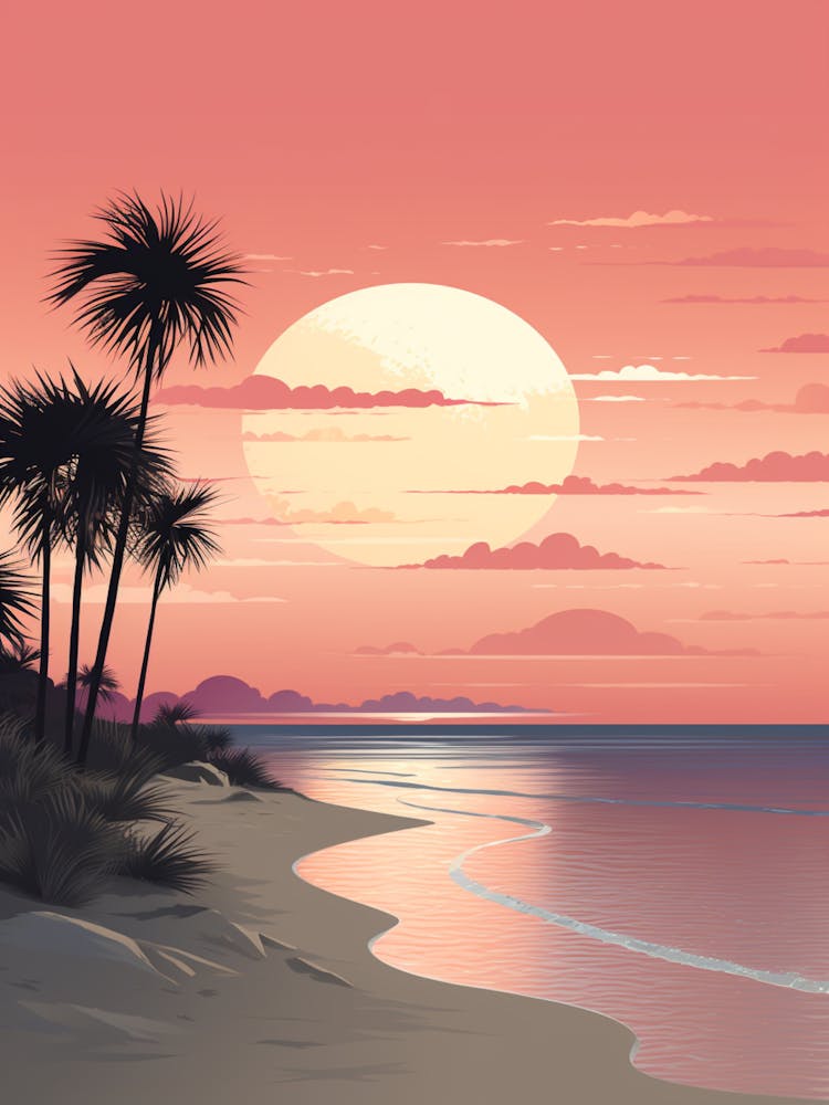 Illustration von Gulf Shores Beach Alabama in Rosatönen 4