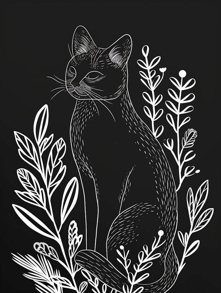 Australian Mist Cat Minimalist Illustration 4