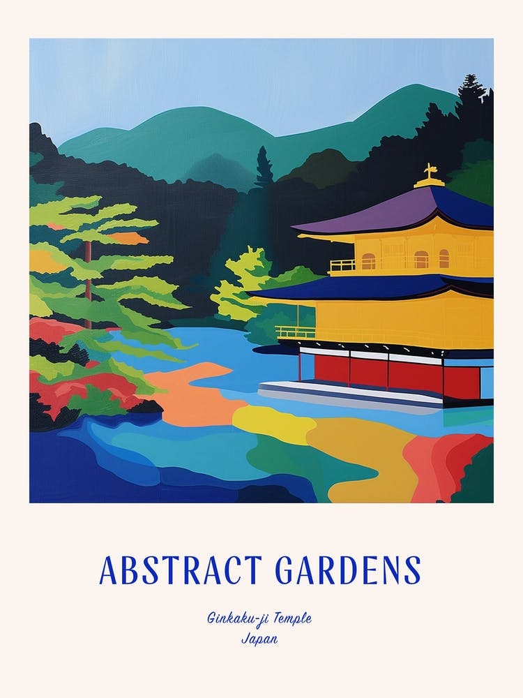 Colourful Gardens Ginkaku Ji  Temple Japan 4 Blue Poster