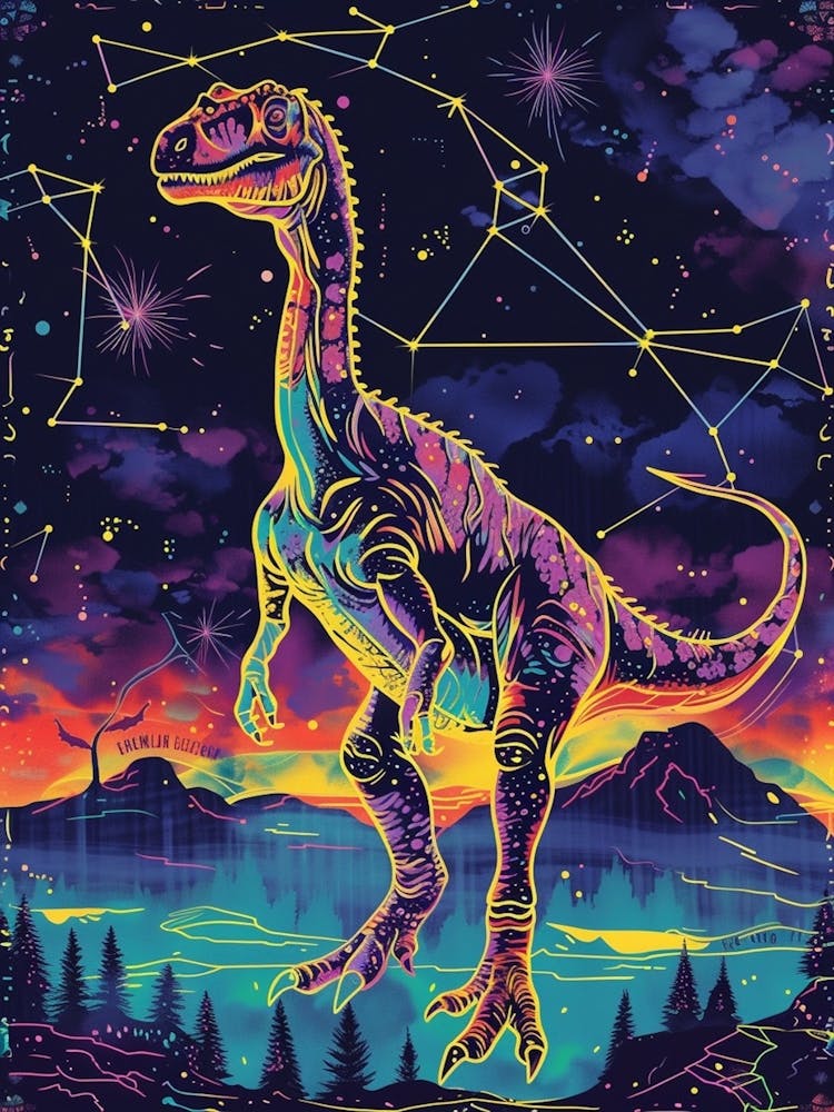 Cyber Celestial Neon Dinosaur 2
